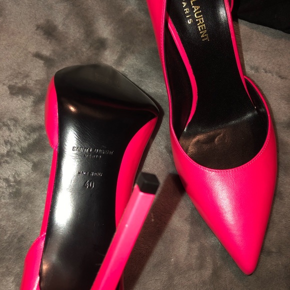 Saint Laurent Fluorescent Pink Heels - Picture 4 of 4